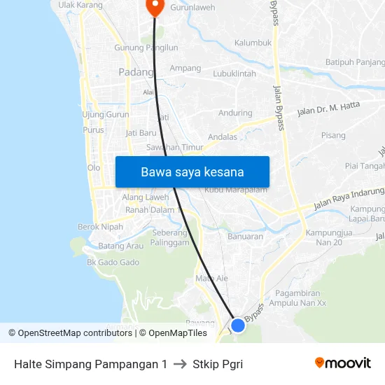 Halte Simpang Pampangan 1 to Stkip Pgri map