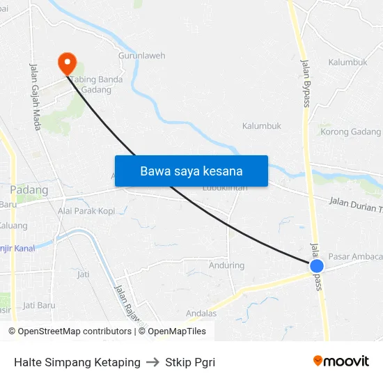 Halte Simpang Ketaping to Stkip Pgri map