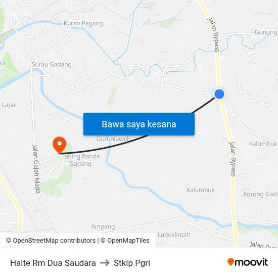 Halte Rm Dua Saudara to Stkip Pgri map