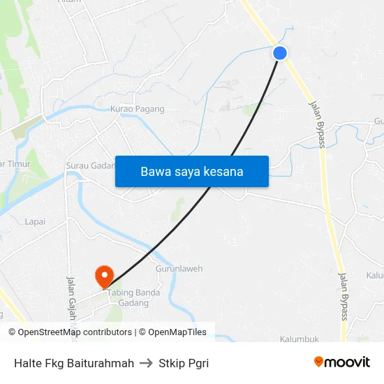 Halte Fkg Baiturahmah to Stkip Pgri map