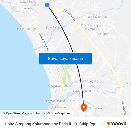 Halte Simpang Kalumpang by Pass II to Stkip Pgri map