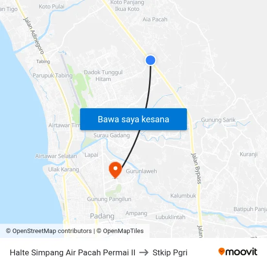 Halte Simpang Air Pacah Permai II to Stkip Pgri map