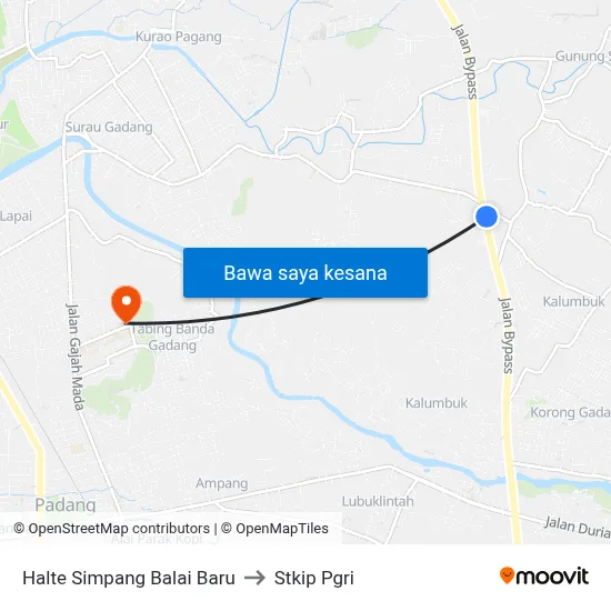 Halte Simpang Balai Baru to Stkip Pgri map
