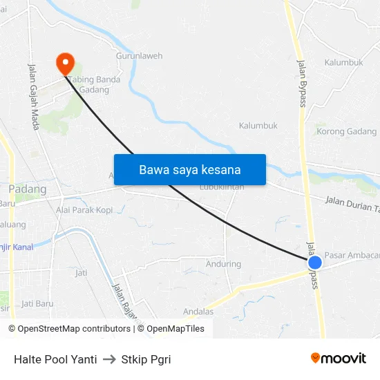Halte Pool Yanti to Stkip Pgri map