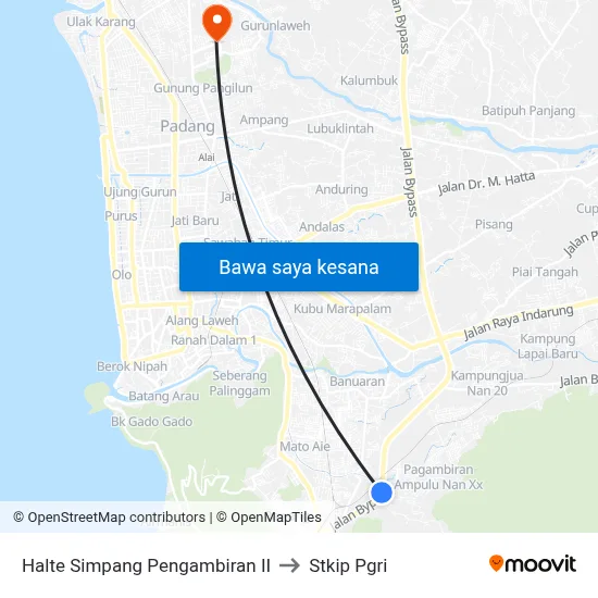 Halte Simpang Pengambiran II to Stkip Pgri map