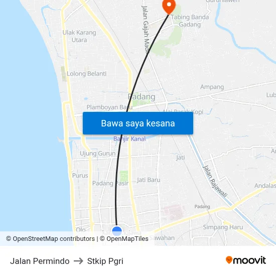 Jalan Permindo to Stkip Pgri map