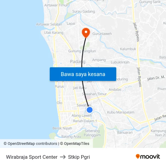Wirabraja Sport Center to Stkip Pgri map