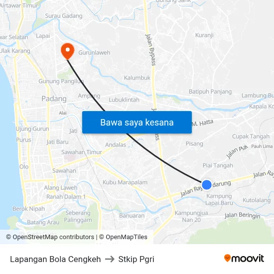 Lapangan Bola Cengkeh to Stkip Pgri map