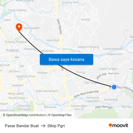 Pasar Bandar Buat to Stkip Pgri map