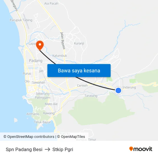 Spn Padang Besi to Stkip Pgri map