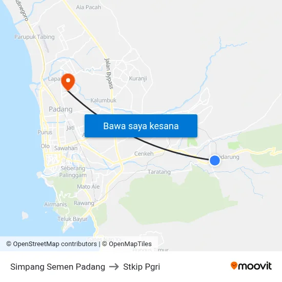 Simpang Semen Padang to Stkip Pgri map