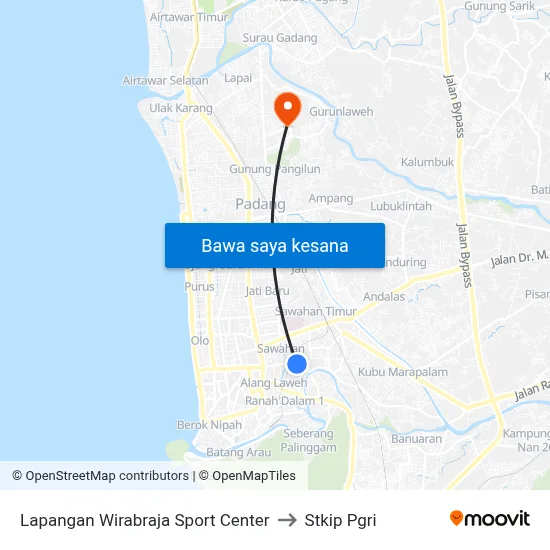Lapangan Wirabraja Sport Center to Stkip Pgri map