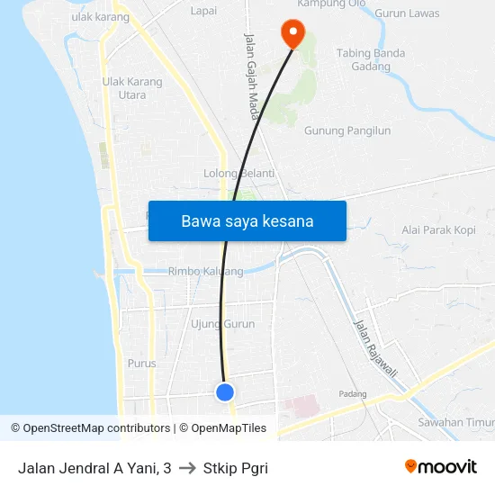 Jalan Jendral A Yani, 3 to Stkip Pgri map