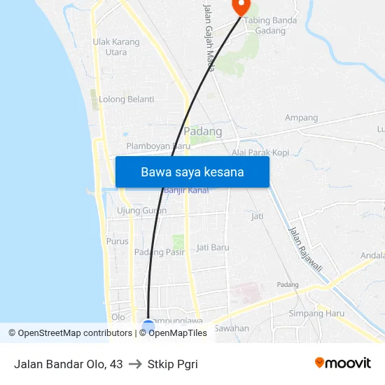 Jalan Bandar Olo, 43 to Stkip Pgri map