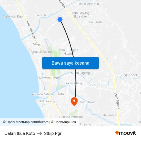 Jalan Ikua Koto to Stkip Pgri map