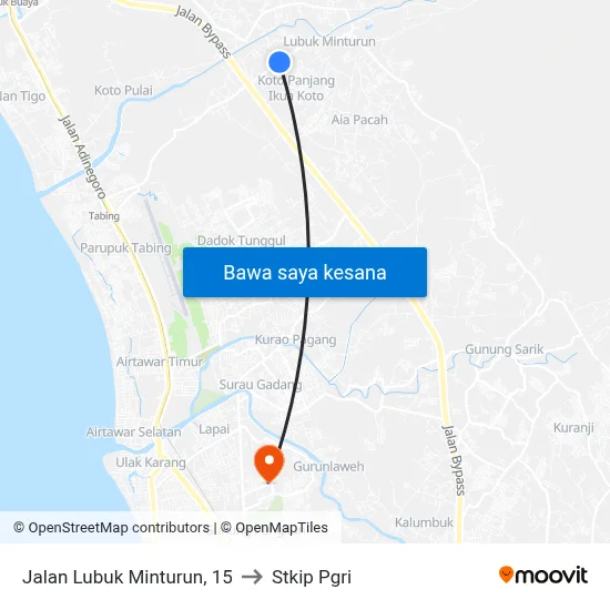 Jalan Lubuk Minturun, 15 to Stkip Pgri map