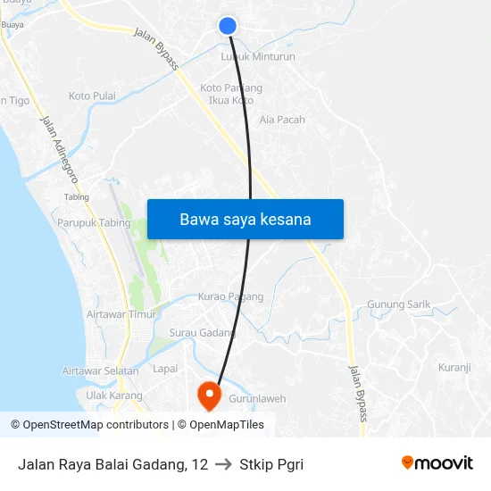 Jalan Raya Balai Gadang, 12 to Stkip Pgri map