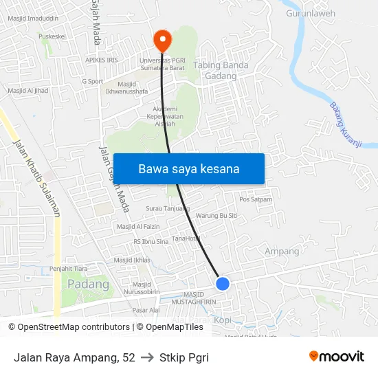 Jalan Raya Ampang, 52 to Stkip Pgri map