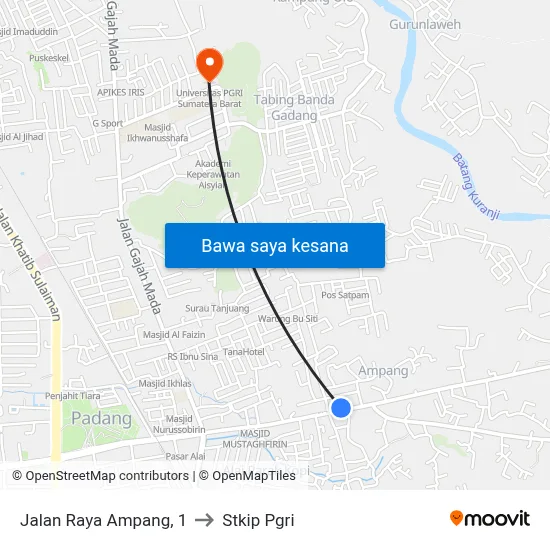 Jalan Raya Ampang, 1 to Stkip Pgri map