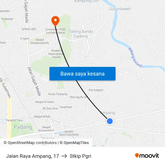 Jalan Raya Ampang, 17 to Stkip Pgri map