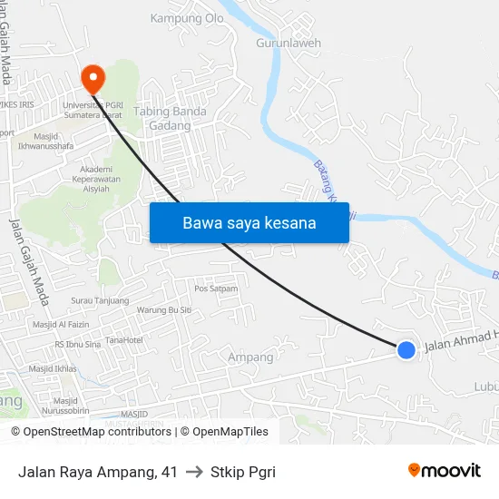 Jalan Raya Ampang, 41 to Stkip Pgri map