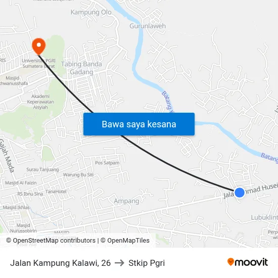 Jalan Kampung Kalawi, 26 to Stkip Pgri map