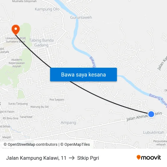 Jalan Kampung Kalawi, 11 to Stkip Pgri map