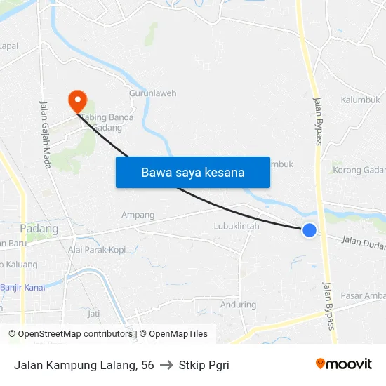 Jalan Kampung Lalang, 56 to Stkip Pgri map