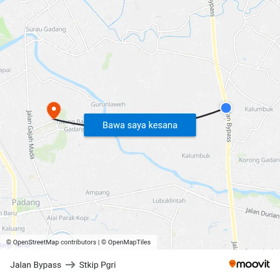 Jalan Bypass to Stkip Pgri map