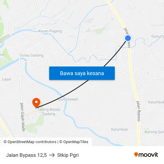 Jalan Bypass 12,5 to Stkip Pgri map