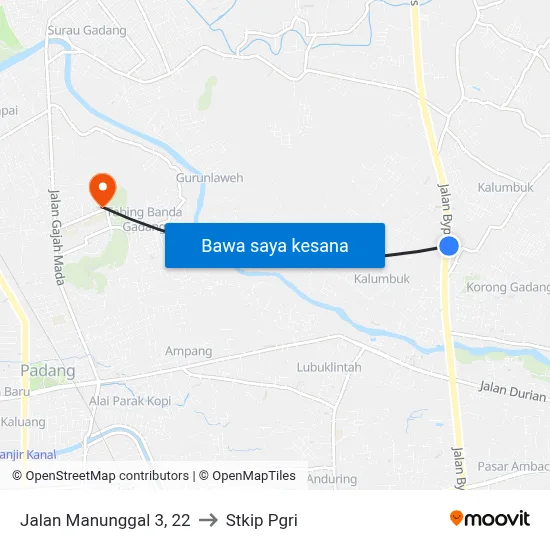 Jalan Manunggal 3, 22 to Stkip Pgri map