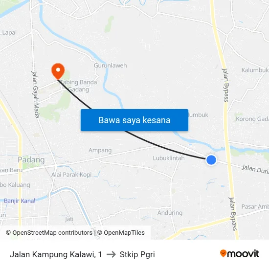 Jalan Kampung Kalawi, 1 to Stkip Pgri map