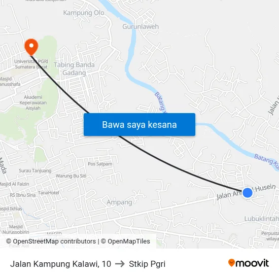 Jalan Kampung Kalawi, 10 to Stkip Pgri map
