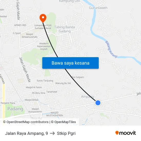 Jalan Raya Ampang, 9 to Stkip Pgri map