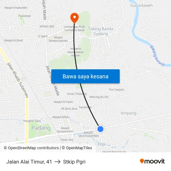Jalan Alai Timur, 41 to Stkip Pgri map