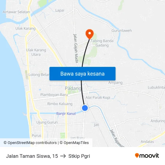 Jalan Taman Siswa, 15 to Stkip Pgri map