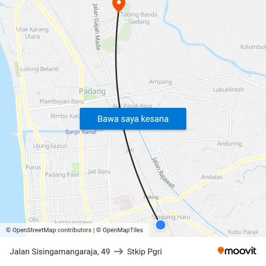 Jalan Sisingamangaraja, 49 to Stkip Pgri map