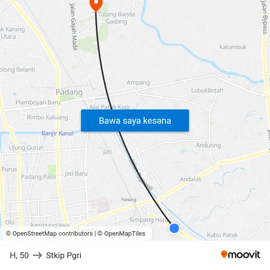 H, 50 to Stkip Pgri map