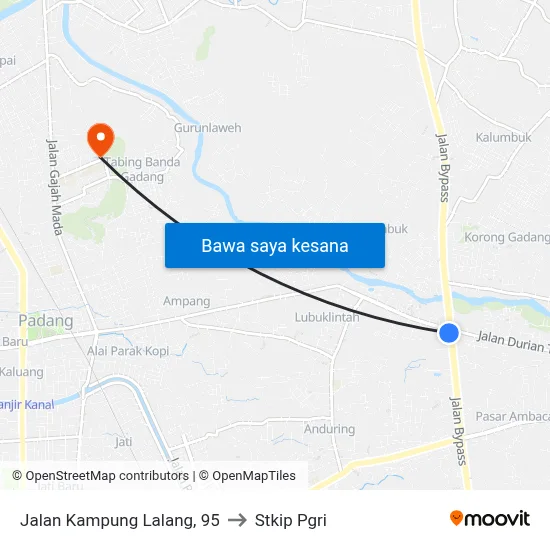 Jalan Kampung Lalang, 95 to Stkip Pgri map