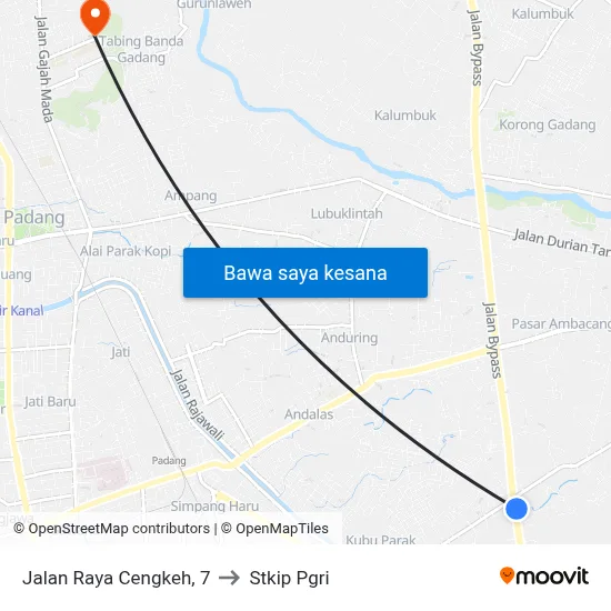 Jalan Raya Cengkeh, 7 to Stkip Pgri map