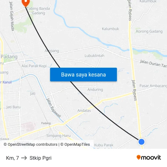 Km, 7 to Stkip Pgri map