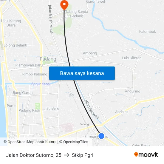 Jalan Doktor Sutomo, 25 to Stkip Pgri map