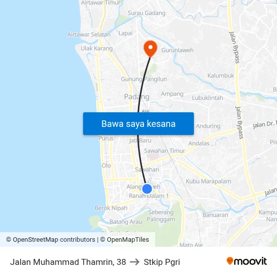 Jalan Muhammad Thamrin, 38 to Stkip Pgri map