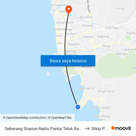 Seberang Stasiun Radio Pantai Teluk Bayur to Stkip Pgri map
