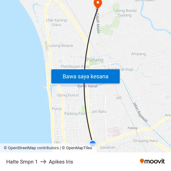 Halte Smpn 1 to Apikes Iris map