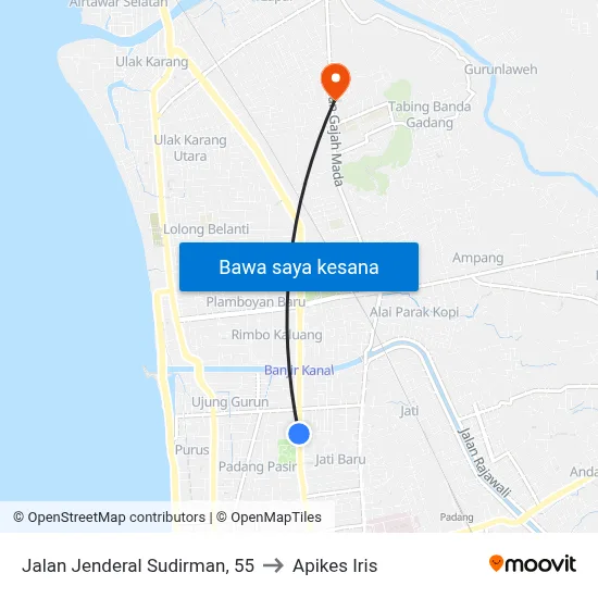 Jalan Jenderal Sudirman, 55 to Apikes Iris map
