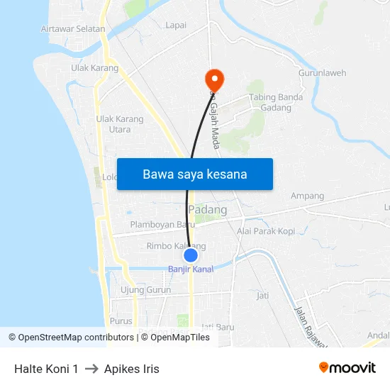 Halte Koni 1 to Apikes Iris map