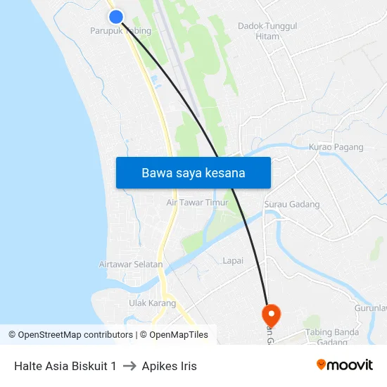 Halte Asia Biskuit 1 to Apikes Iris map