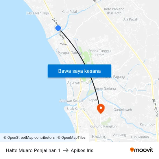 Halte Muaro Penjalinan 1 to Apikes Iris map