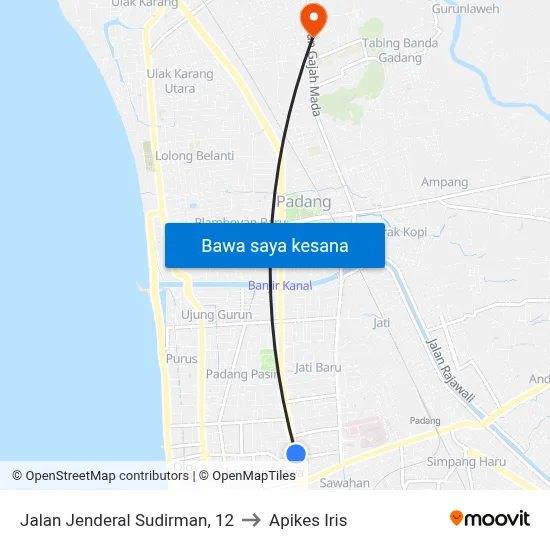 Jalan Jenderal Sudirman, 12 to Apikes Iris map